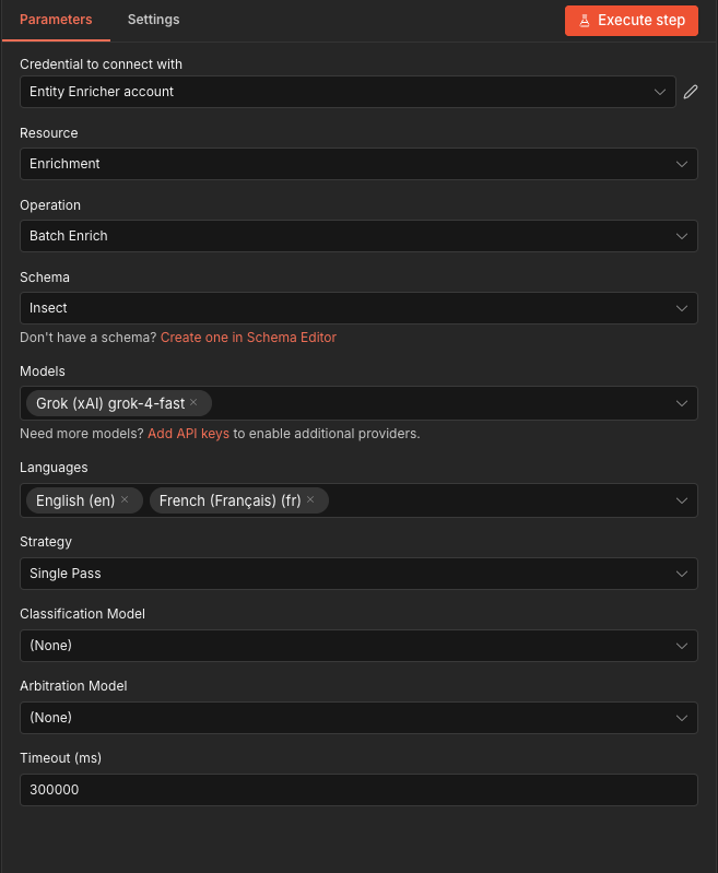 Batch enrichment configuration